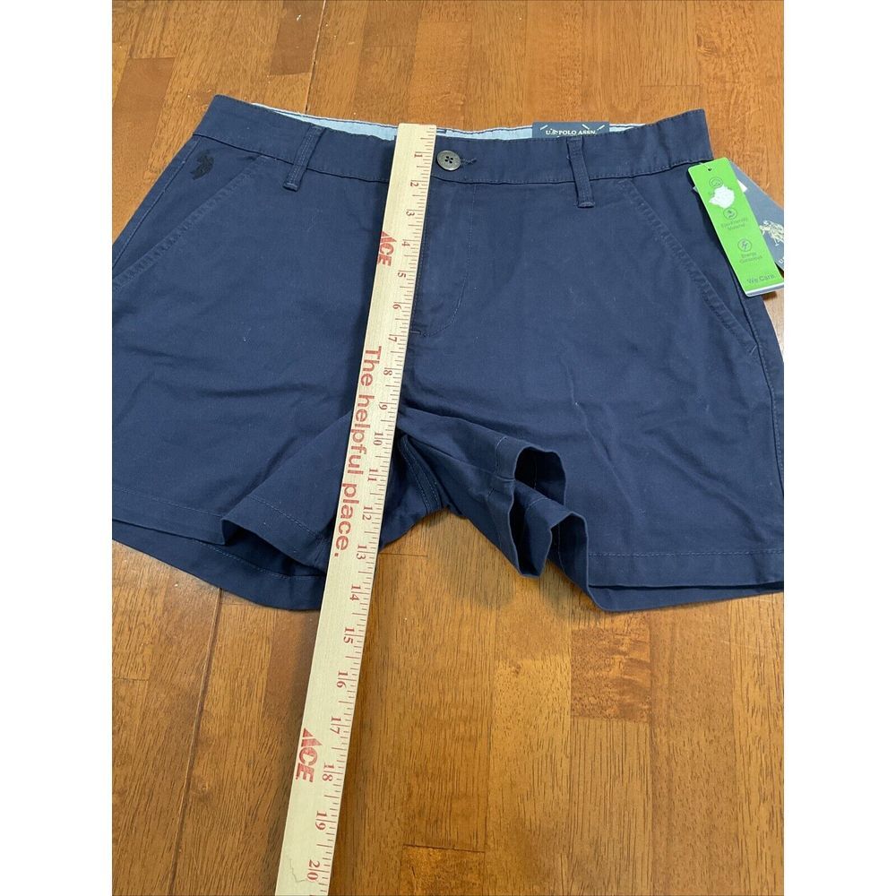 New U.S. Polo Assn Chino Shorts Women 11 Navy Blue Stretch Casual Mid Rise - Picture 14 of 15